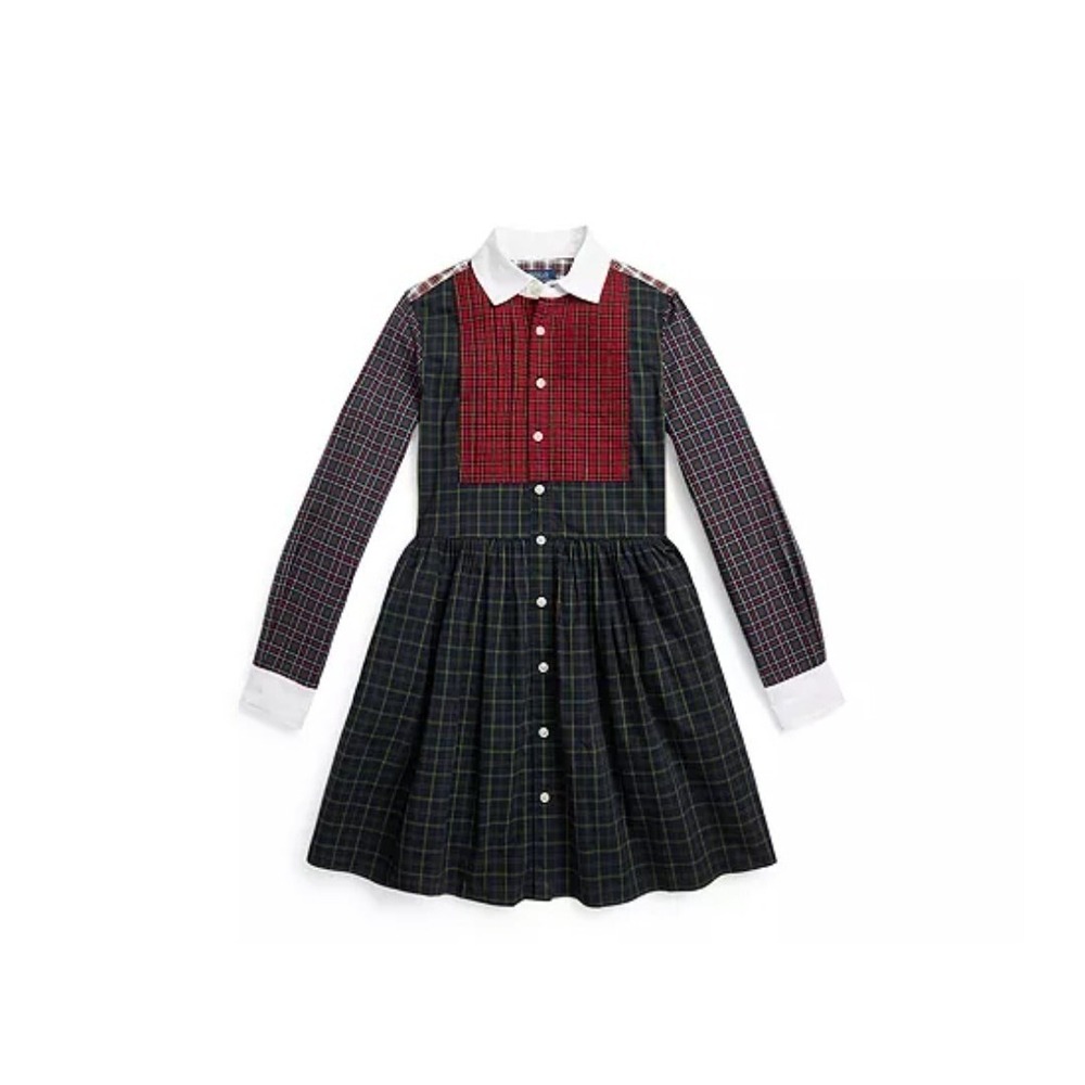 Polo Ralph Lauren Girl's 14 Mixed Plaid  Shirtdress Holiday Christmas
